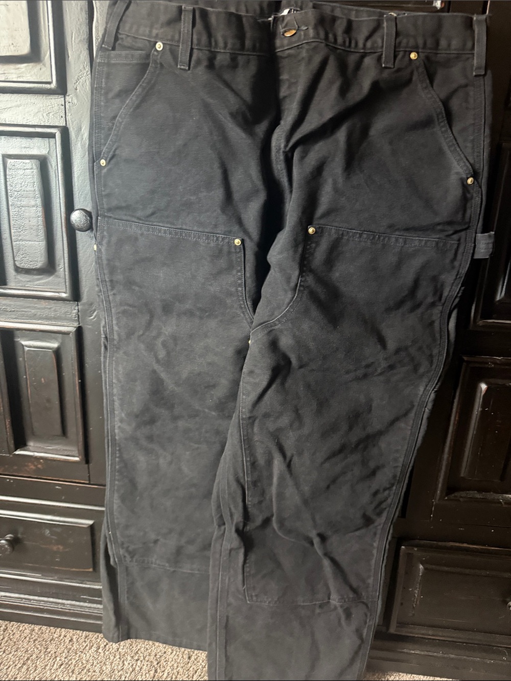Vintage Carhartt Black Cargo double front Work Pants with Utility Pockets